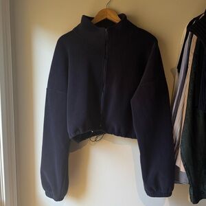 Naturyl by NBK Fleece Navy Cropped Sweatshirt